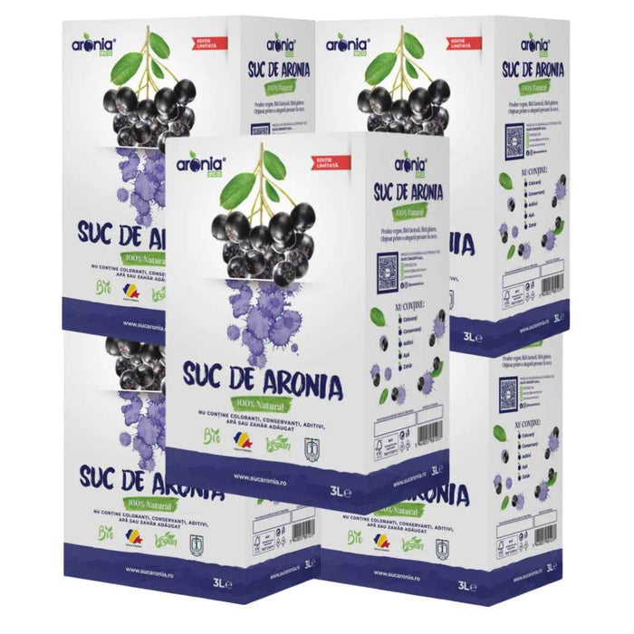 Pachet 5x - Suc de Aronia 100% Natural 3L – 15L Total